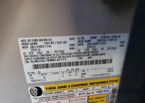 2021 Lincoln Navigator L Reserve z USA, uszkodzony, nr VIN 5LMJJ3LT8MEL01173